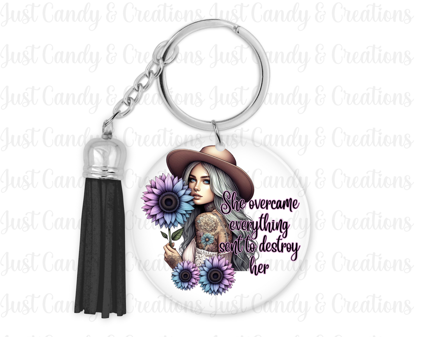 She Overcame Everything Keychain Decal