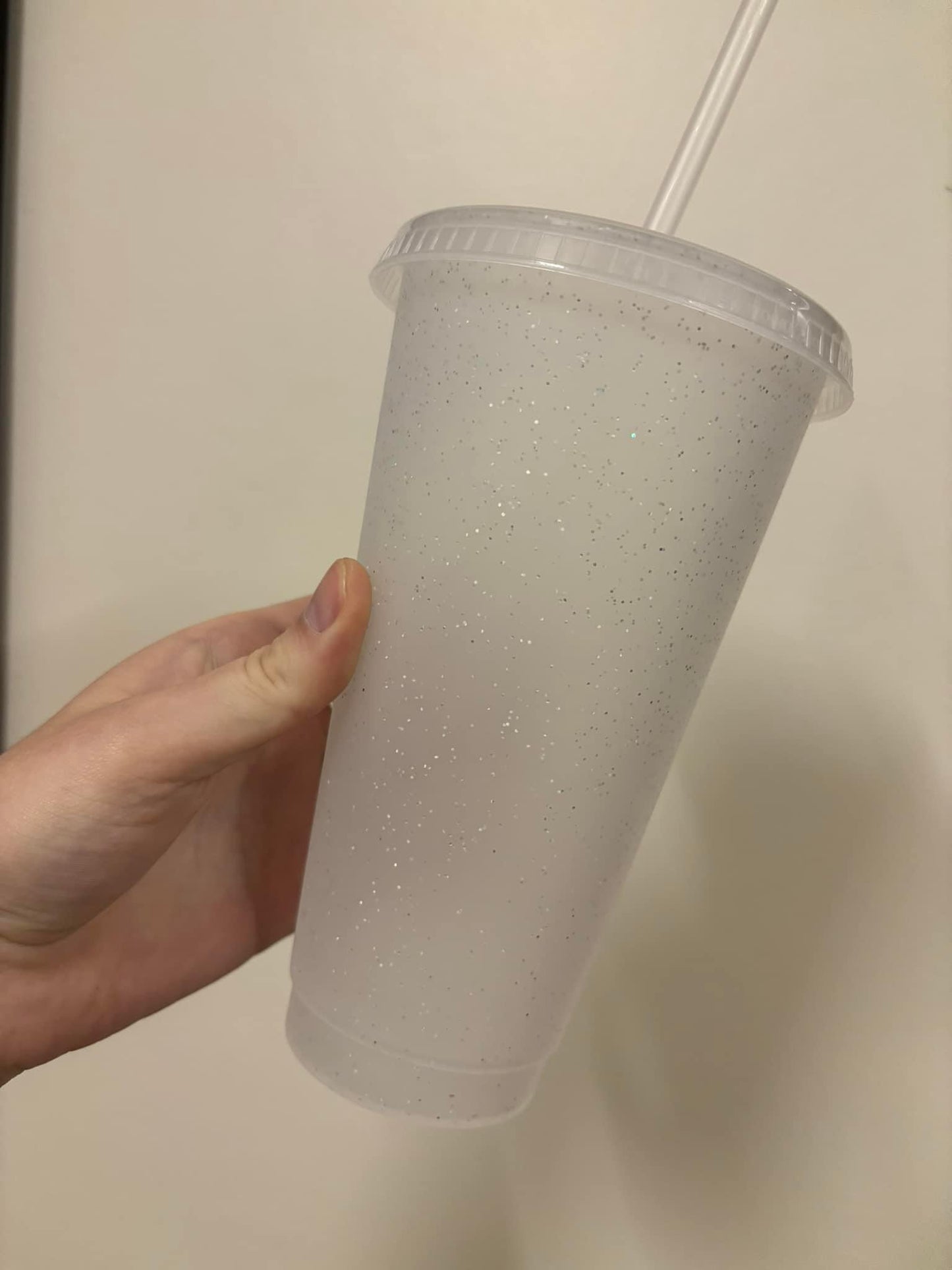 24oz Clear Glitter Cold Cup