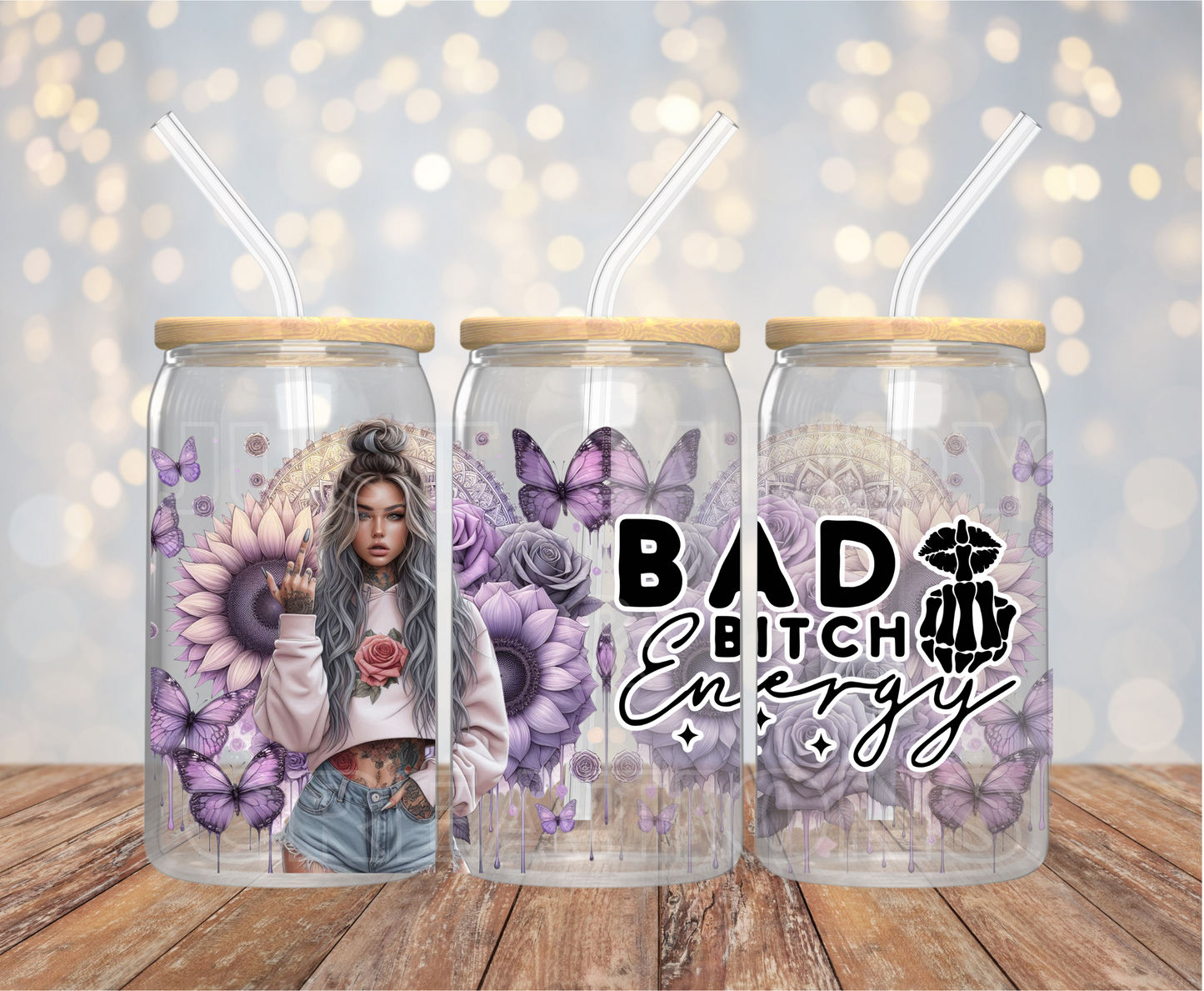 Bad Bitch Energy - 16OZ UV DTF Wrap